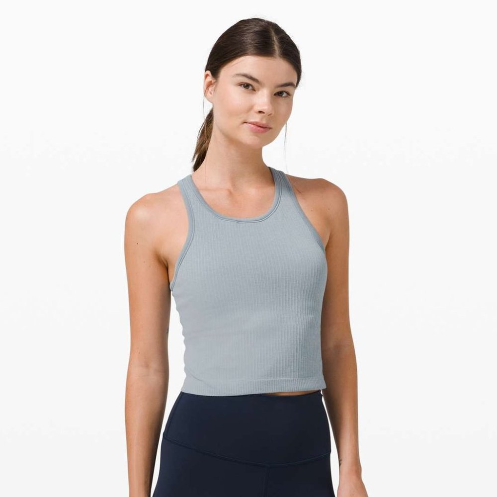 *SOLD* Ebb To Street Racerback Crop Tank *Blue Cast